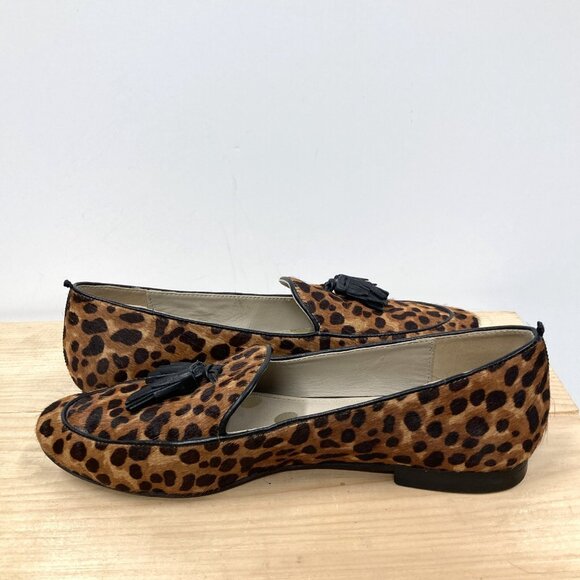 Boden Ines Loafers, Size 6, 36.5 Leather Calf Hair Animal Print Tassels Flats - Picture 4 of 12